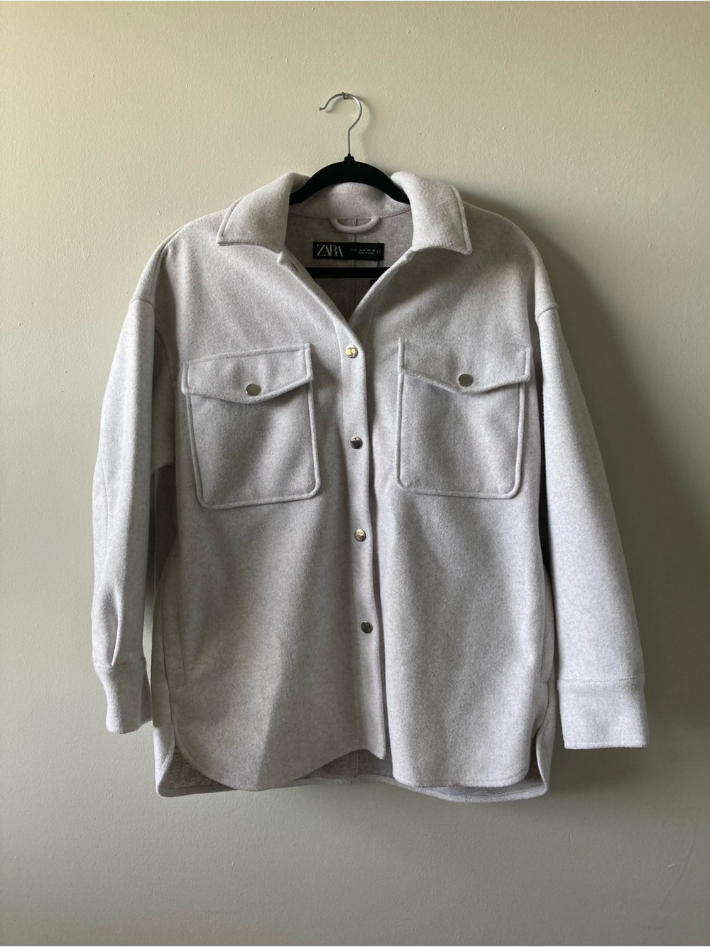 Zara Soft Light Gray Shacket Small NWT